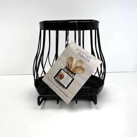 Metal Kitchen Utensil Crock with Phone/Tablet Holder - NWT - Picture 1 of 6